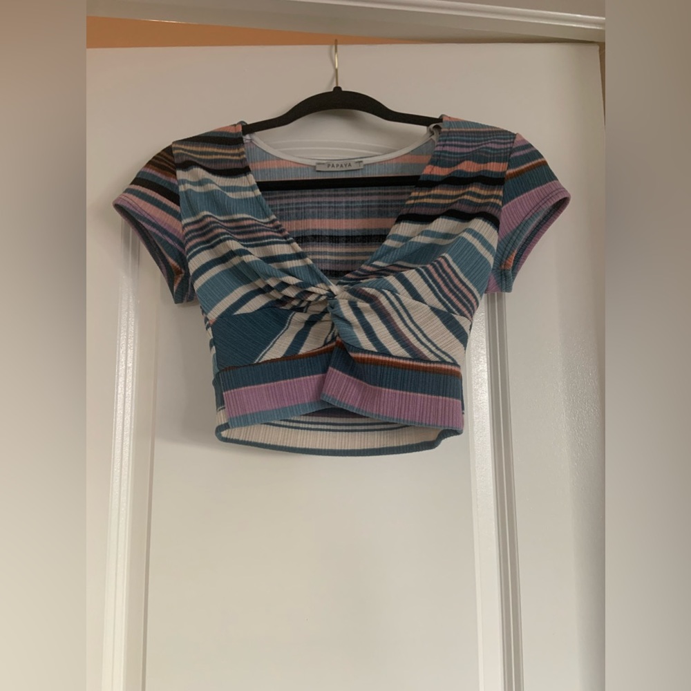 Papaya Striped Cropped Top